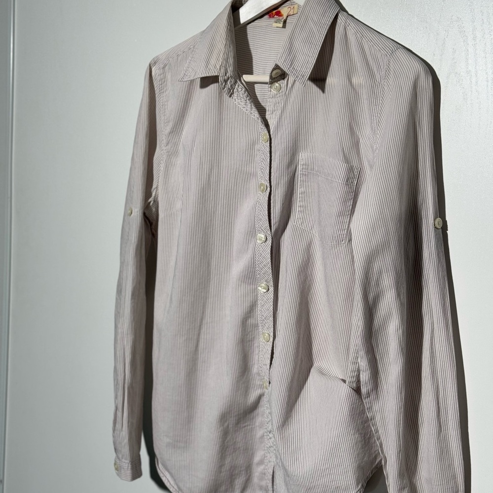 Zara Light Gray Striped Button-Up Shirt